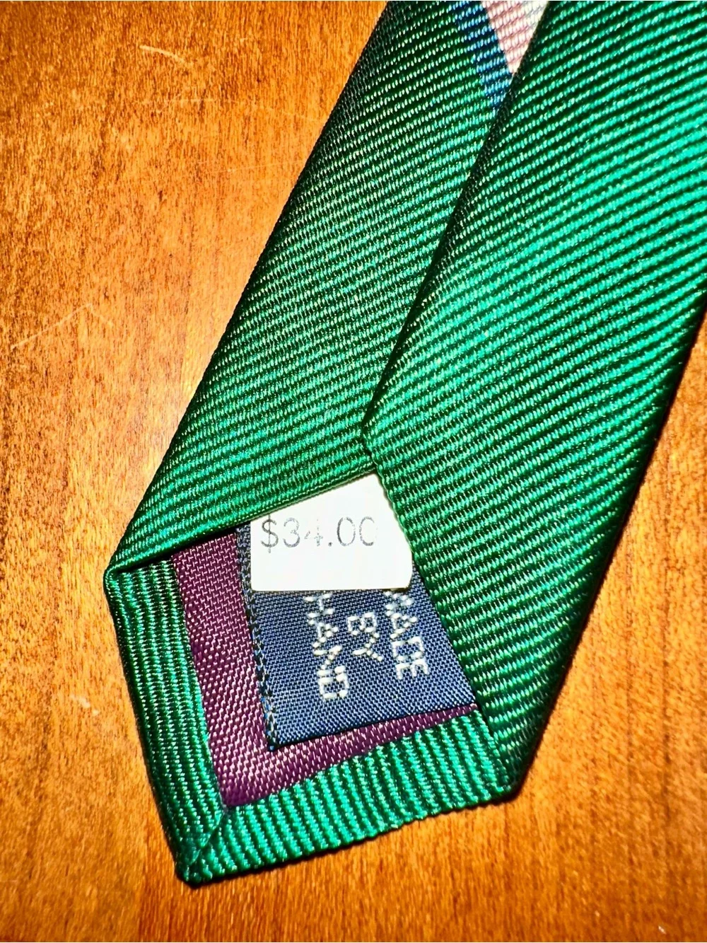 Polo by Ralph Lauren Emerald Green Silver Stripe Tie with Pink & Blue Accents
